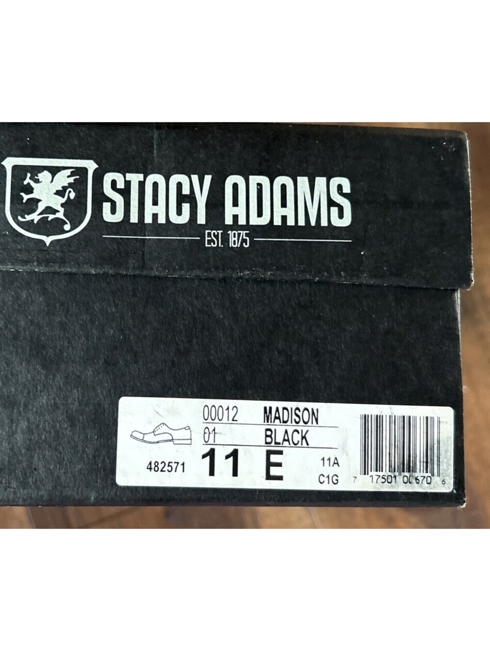 Stacy Adams Men’s Oxford Madison Cap Toe Size 11 E New In Box NIB Black Dressy - Picture 3 of 15